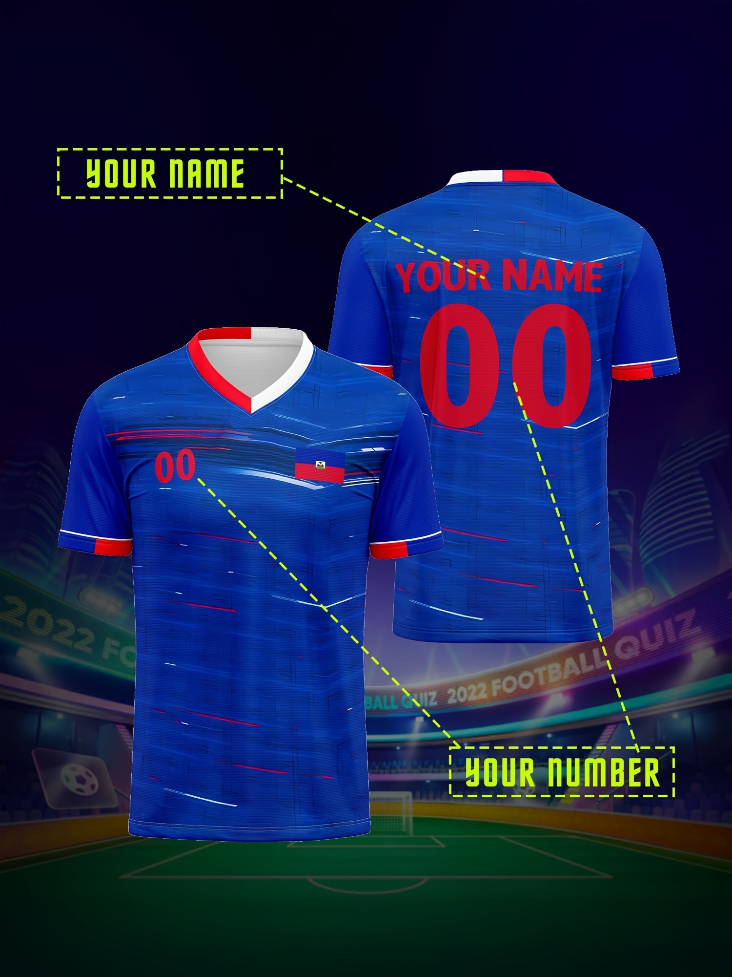 Haitian Football Jersey - Breathable & Comfortable Sports Shirt with Personalized Name