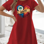 Women’s T-Shirt Dress  with Flag Heart Print