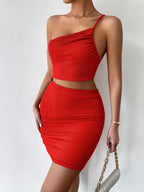 Sexy Black Backless One-Shoulder Bodycon Dress - Women's Midi Dress