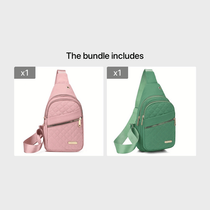 Large Capacity Chest Bag for Women - Adjustable Embroidered Crossbody Bag with Zipper Closure, Polyester Lining, Foldable, and Random Printing - Urban Solid Color Nylon Bag with Comfortable Strap