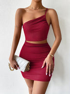 Sexy Black Backless One-Shoulder Bodycon Dress - Women's Midi Dress