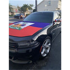 Patriotic Haiti Car Hood Cover – 4x5ft Elastic Bonnet Banner with Haitian Flag
