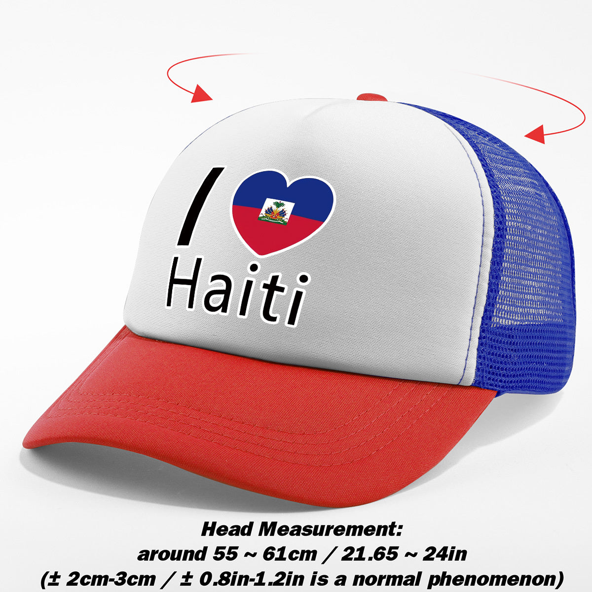 Show your pride in style with the “I Love Haiti” Patriotic Trucker