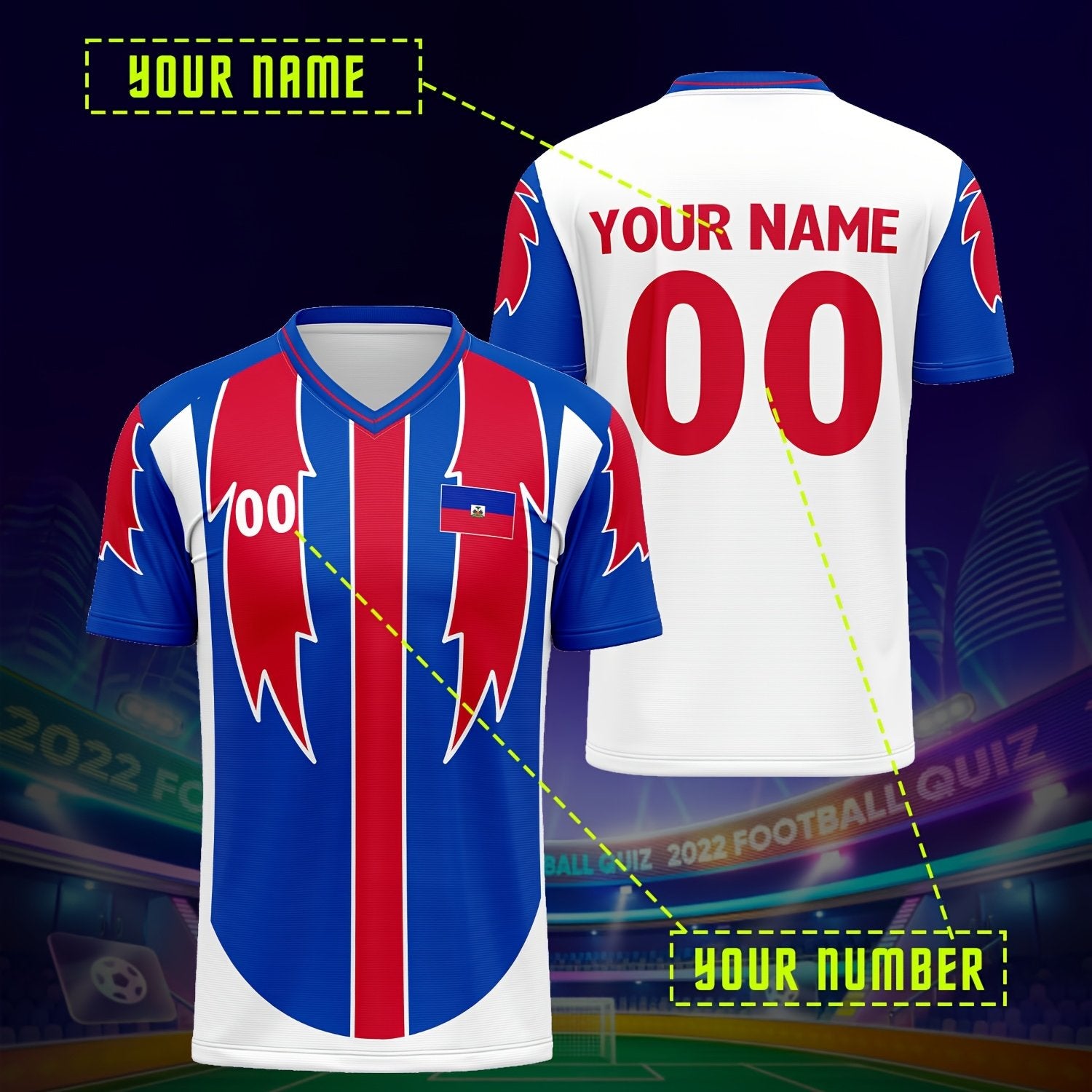 Haitian Football Jersey - Breathable & Comfortable Sports Shirt with Personalized Name