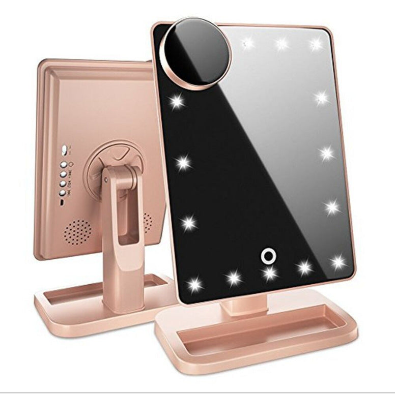 Touch Screen LED Makeup Mirror with Bluetooth Speaker & 10X Magnifier