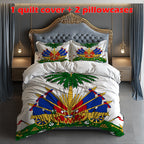3pcs Haiti Creative Theme Printed Three-Piece Bedding Set, Soft Quilt Cover
