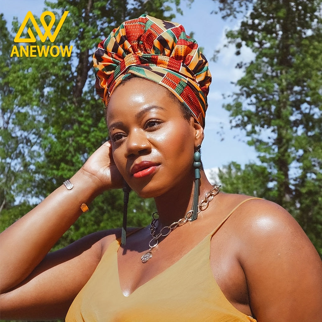 African Print Satin-Lined Turban Hat – Vintage Lace-Up Head Wrap, Soft Beanie Bandana for Women

Product Description: