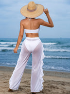 Sexy Black Mesh Bikini Set - 3-Piece Criss Cross Swimsuit for Women