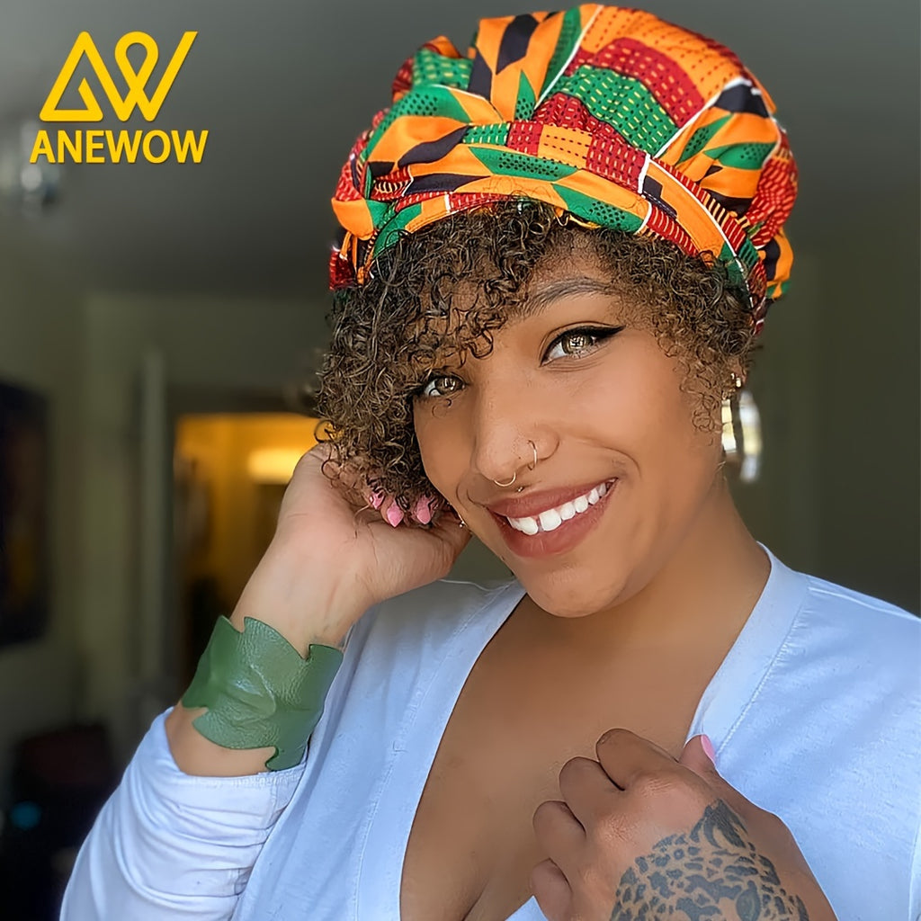 African Print Satin-Lined Turban Hat – Vintage Lace-Up Head Wrap, Soft Beanie Bandana for Women

Product Description: