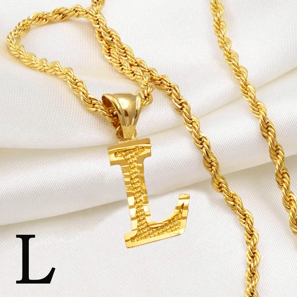 Anniyo Gold-Plated A-Z Initial Pendant Necklace – Unisex