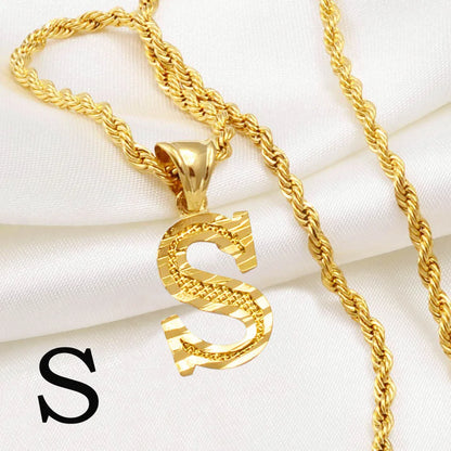 Anniyo Gold-Plated A-Z Initial Pendant Necklace – Unisex