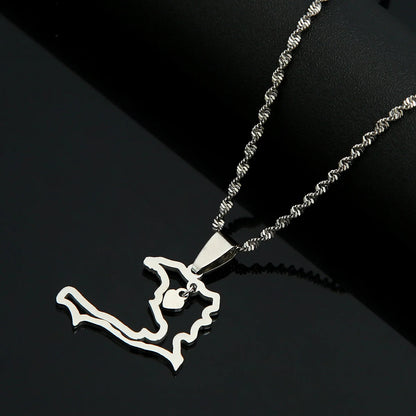 Gold Haiti Heart Map Necklace – Stainless Steel Pendant for Women, Men & Girls | Ayiti Jewelry Gift