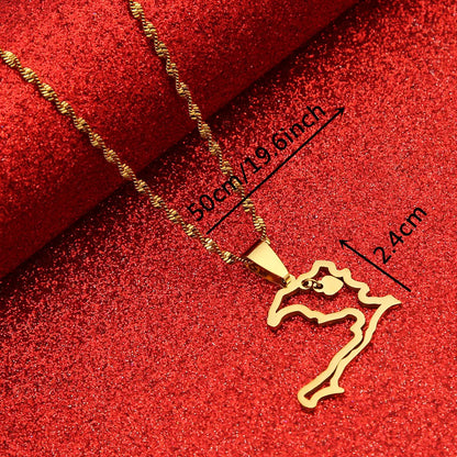 Gold Haiti Heart Map Necklace – Stainless Steel Pendant for Women, Men & Girls | Ayiti Jewelry Gift