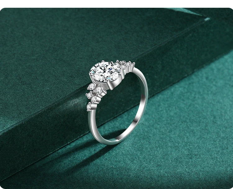 Ailmay Sterling Silver Oval Zirconia Ring for Women