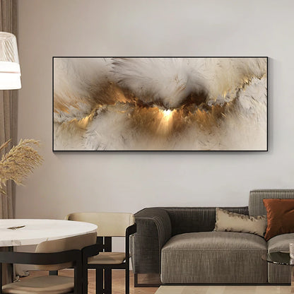 Grey and Yellow Abstract Cloud Oil Painting