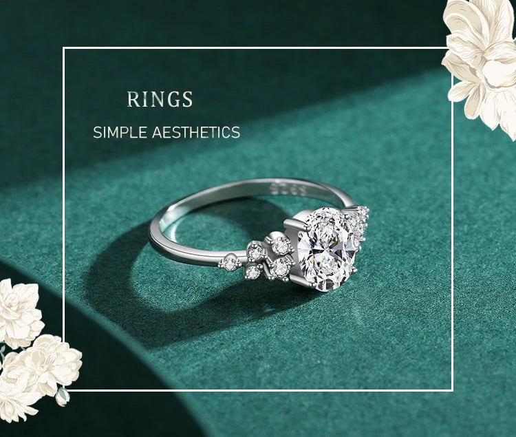 Ailmay Sterling Silver Oval Zirconia Ring for Women