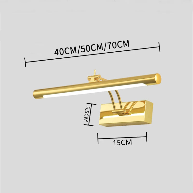 Modern Waterproof LED Bathroom Vanity Light – Stainless Steel Wall Lamp with Switch