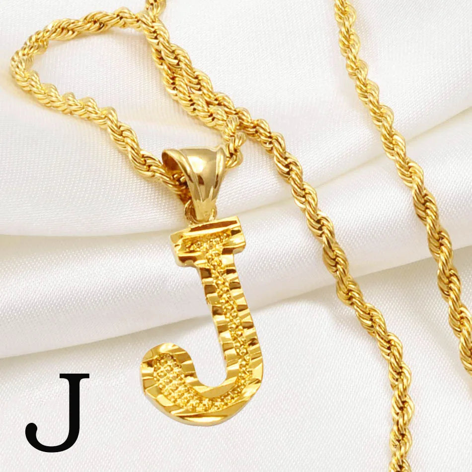 Anniyo Gold-Plated A-Z Initial Pendant Necklace – Unisex