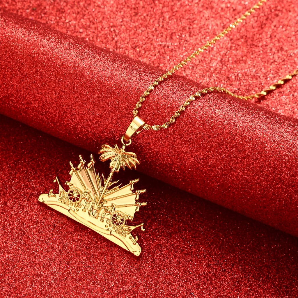 Haiti Symbol Pendant Necklace For Women Girls Ayiti