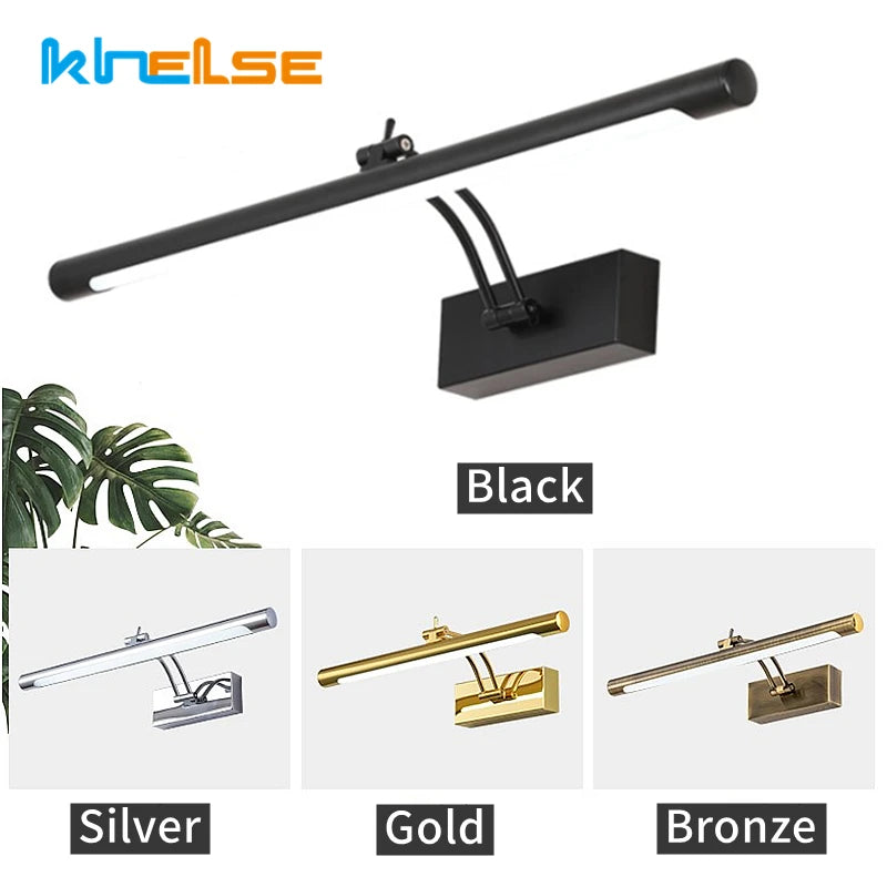 Modern Waterproof LED Bathroom Vanity Light – Stainless Steel Wall Lamp with Switch