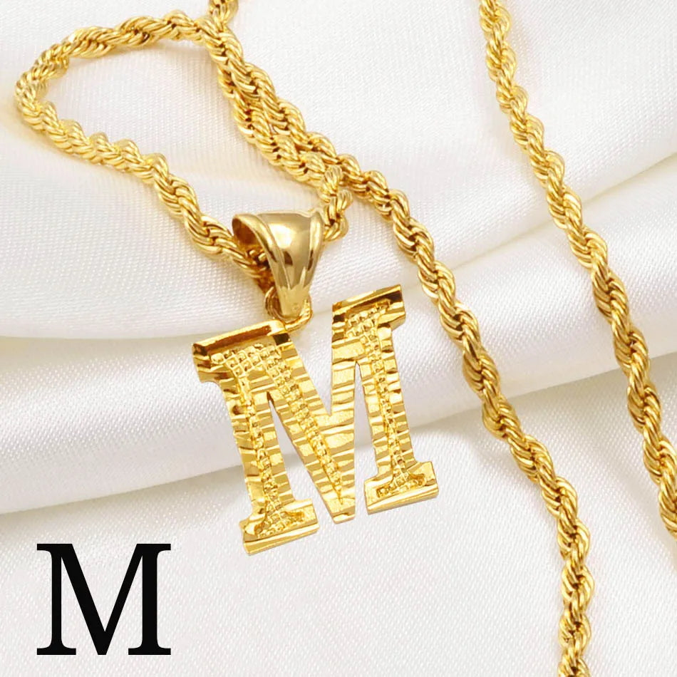 Anniyo Gold-Plated A-Z Initial Pendant Necklace – Unisex