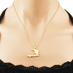 Gold Haiti Map & Flag Pendant Necklace