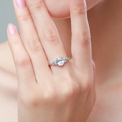Ailmay Sterling Silver Oval Zirconia Ring for Women