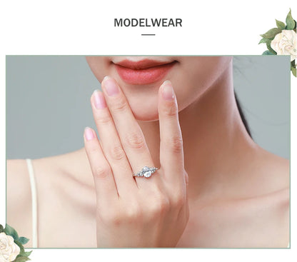Ailmay Sterling Silver Oval Zirconia Ring for Women
