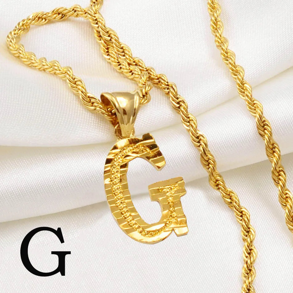 Anniyo Gold-Plated A-Z Initial Pendant Necklace – Unisex