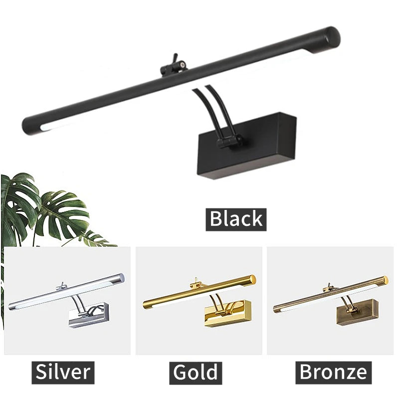 Modern Waterproof LED Bathroom Vanity Light – Stainless Steel Wall Lamp with Switch