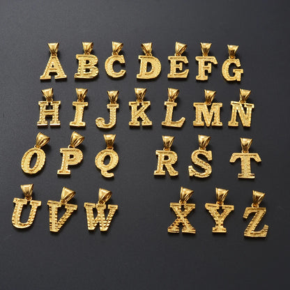 Anniyo Gold-Plated A-Z Initial Pendant Necklace – Unisex