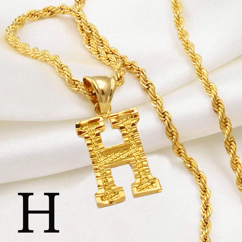 Anniyo Gold-Plated A-Z Initial Pendant Necklace – Unisex