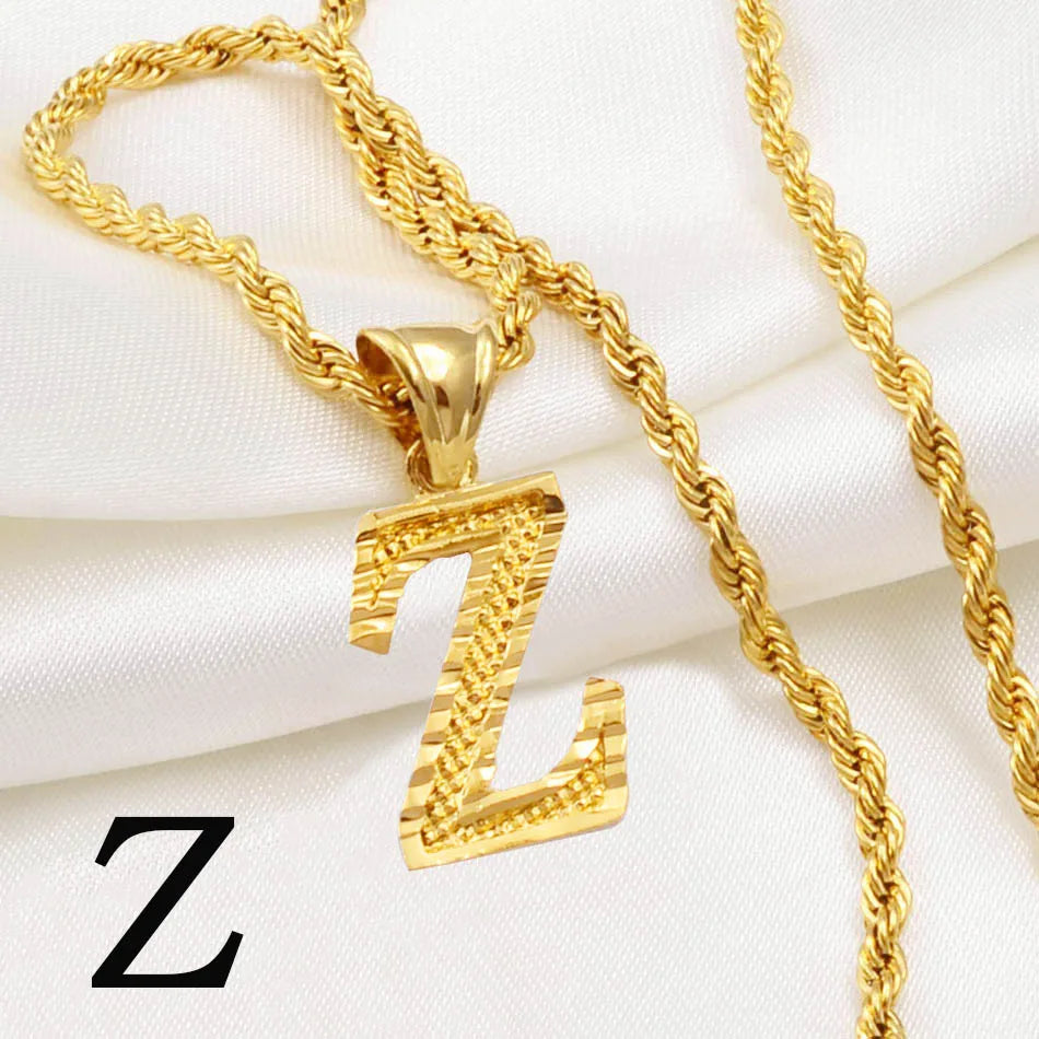 Anniyo Gold-Plated A-Z Initial Pendant Necklace – Unisex