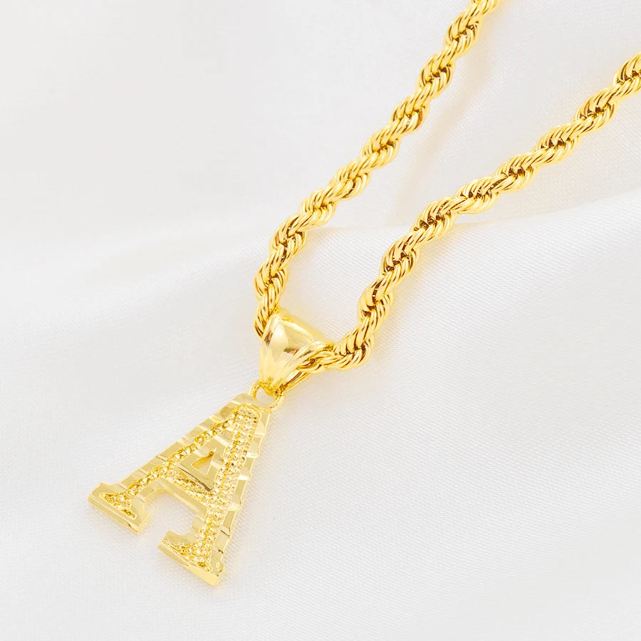 Anniyo Gold-Plated A-Z Initial Pendant Necklace – Unisex