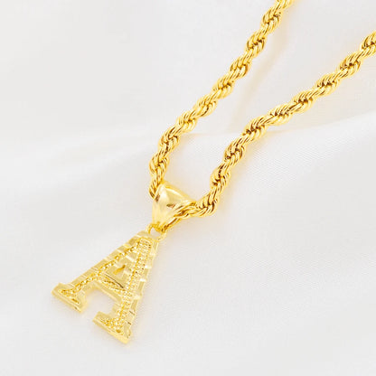 Anniyo Gold-Plated A-Z Initial Pendant Necklace – Unisex