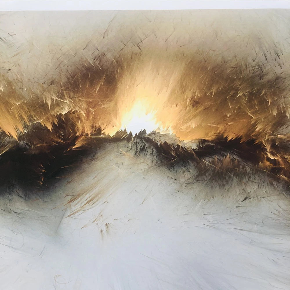 Grey and Yellow Abstract Cloud Oil Painting