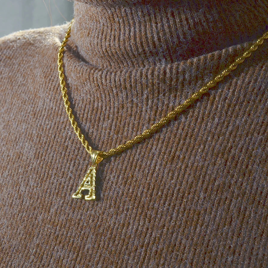 Anniyo Gold-Plated A-Z Initial Pendant Necklace – Unisex