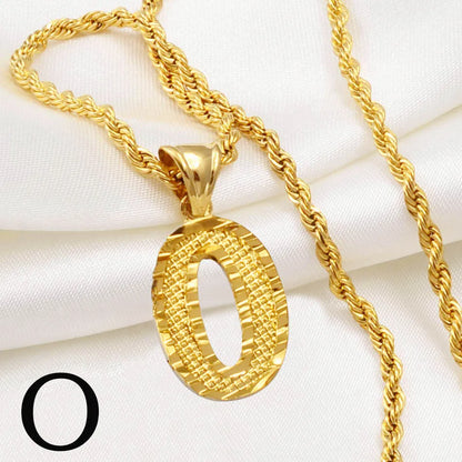 Anniyo Gold-Plated A-Z Initial Pendant Necklace – Unisex