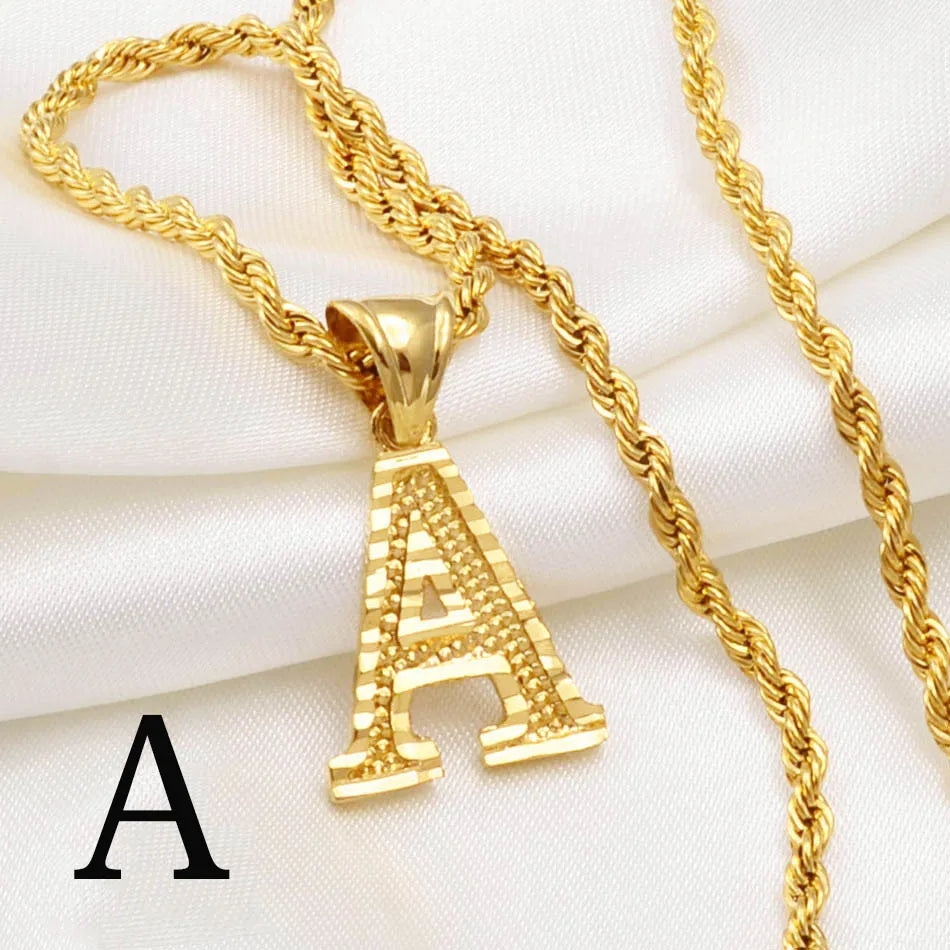 Anniyo Gold-Plated A-Z Initial Pendant Necklace – Unisex