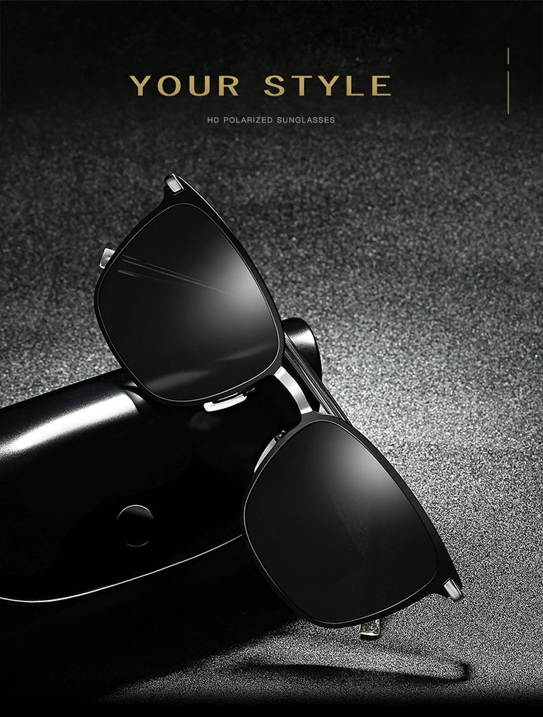 Men's Sunglasses New Arrival Square Polarized Sunglasses Metal Driver Night Vision Goggles Sunglasses