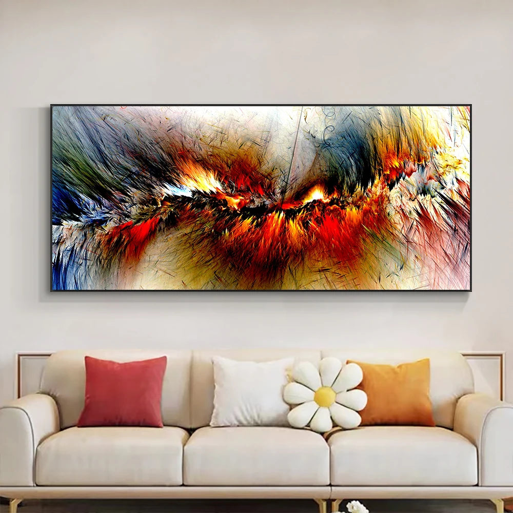 Grey and Yellow Abstract Cloud Oil Painting