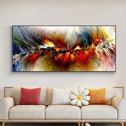 Grey and Yellow Abstract Cloud Oil Painting