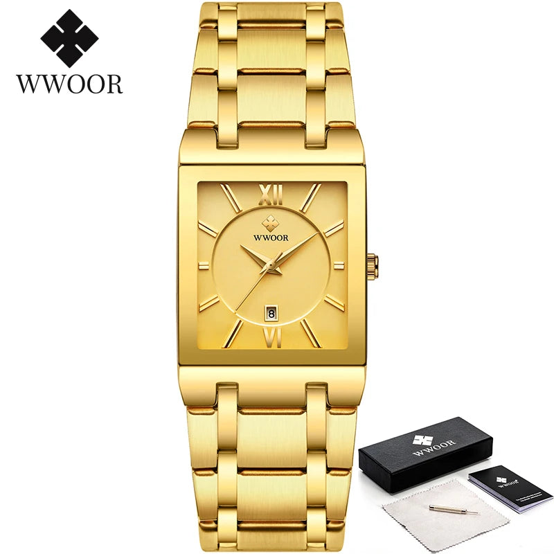 WWOOR Luxury Gold Watch for Men