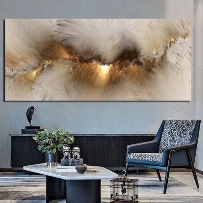 Grey and Yellow Abstract Cloud Oil Painting
