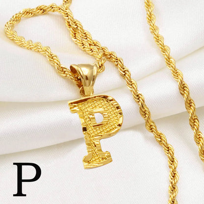 Anniyo Gold-Plated A-Z Initial Pendant Necklace – Unisex