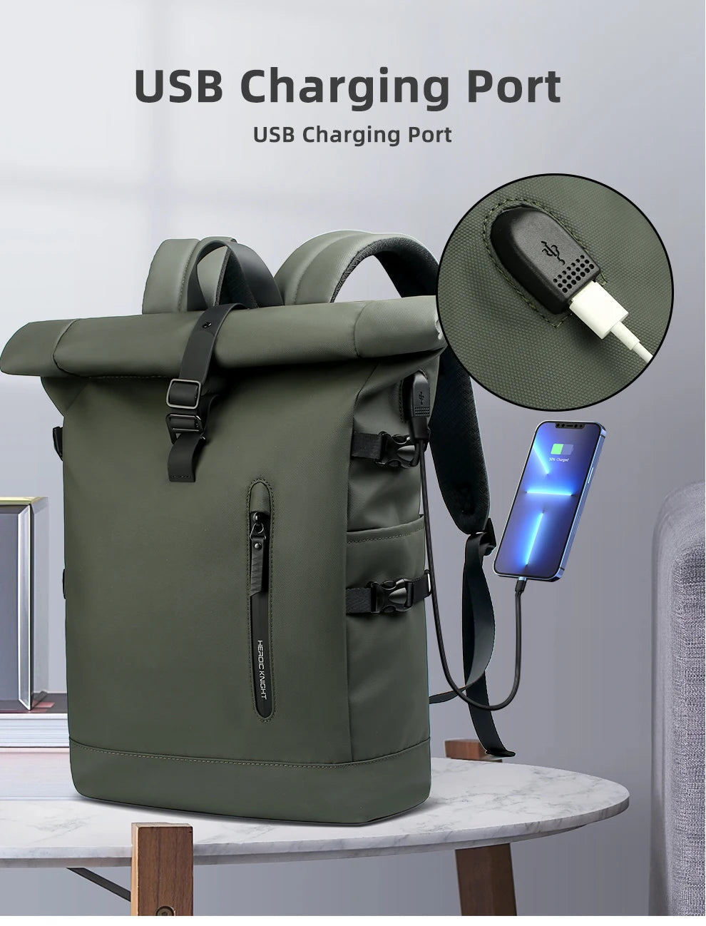 Heroic Knight Rolltop Travel Backpack