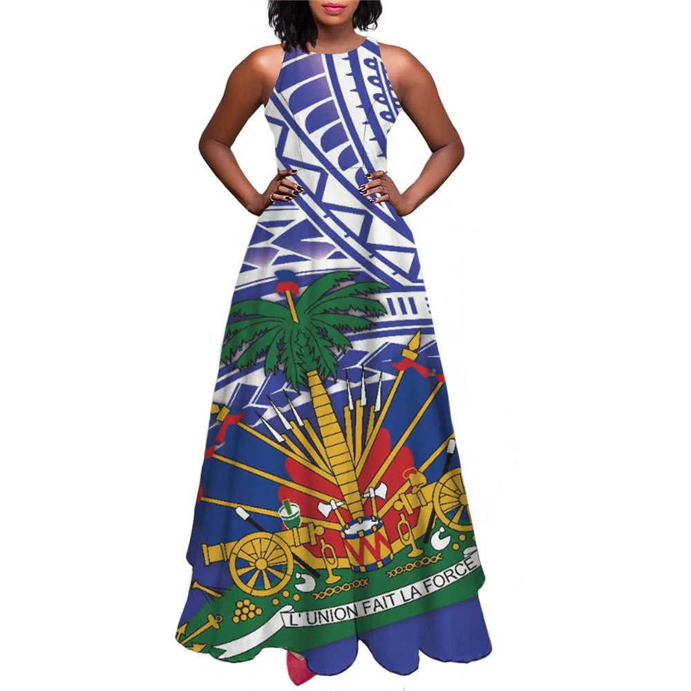 Luxury Women’s Haiti Flag Dress