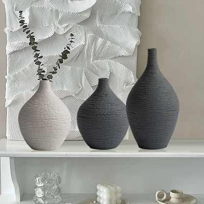 Nordic Ceramic Vase – Simple Narrow-Mouth Flower Pot for Home, Office & Living Room Decor