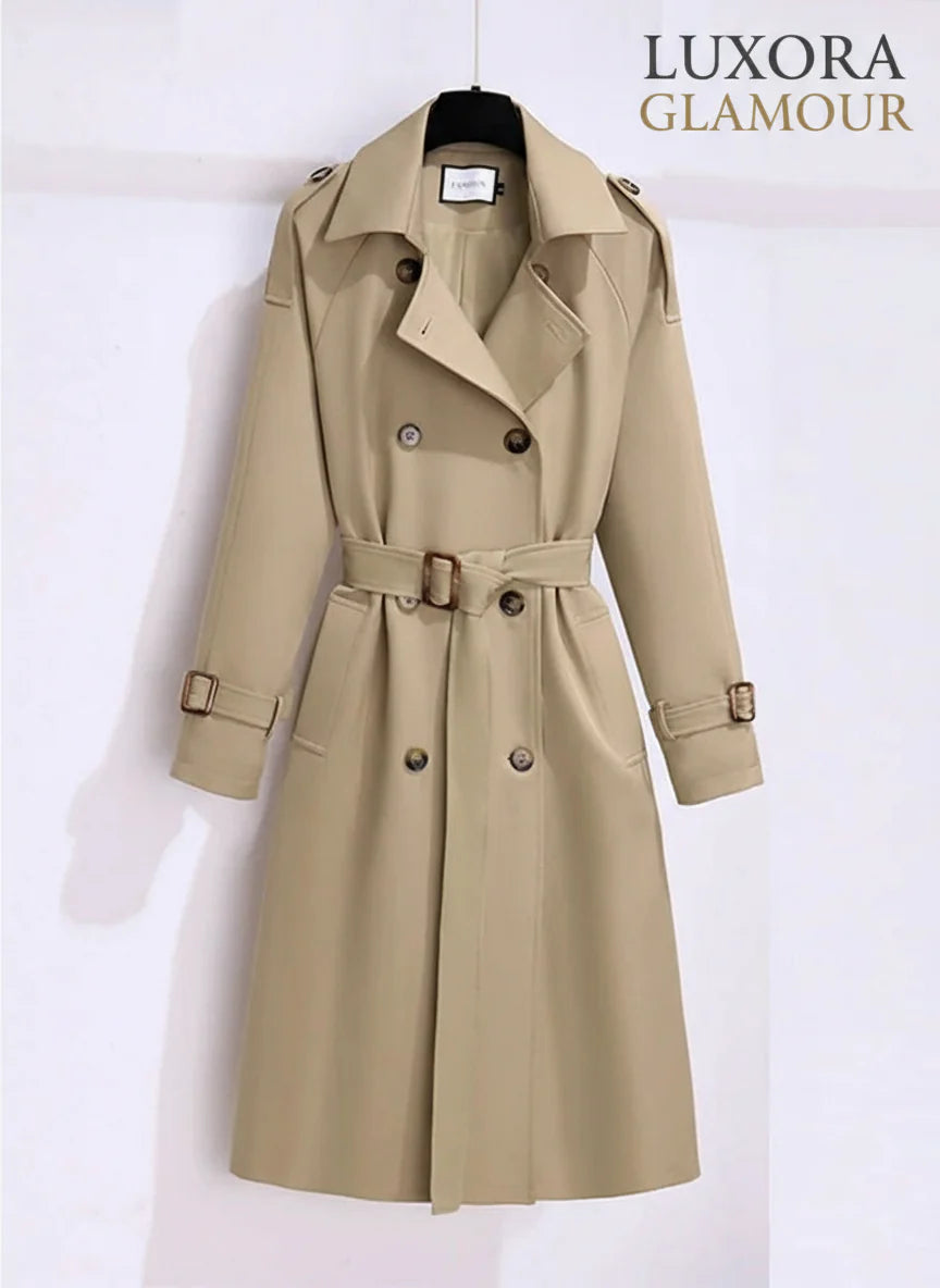 British Elegance Trench Coat - Double-Breasted Windbreaker