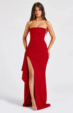 Women's Strapless Backless Long Dress with High Slit